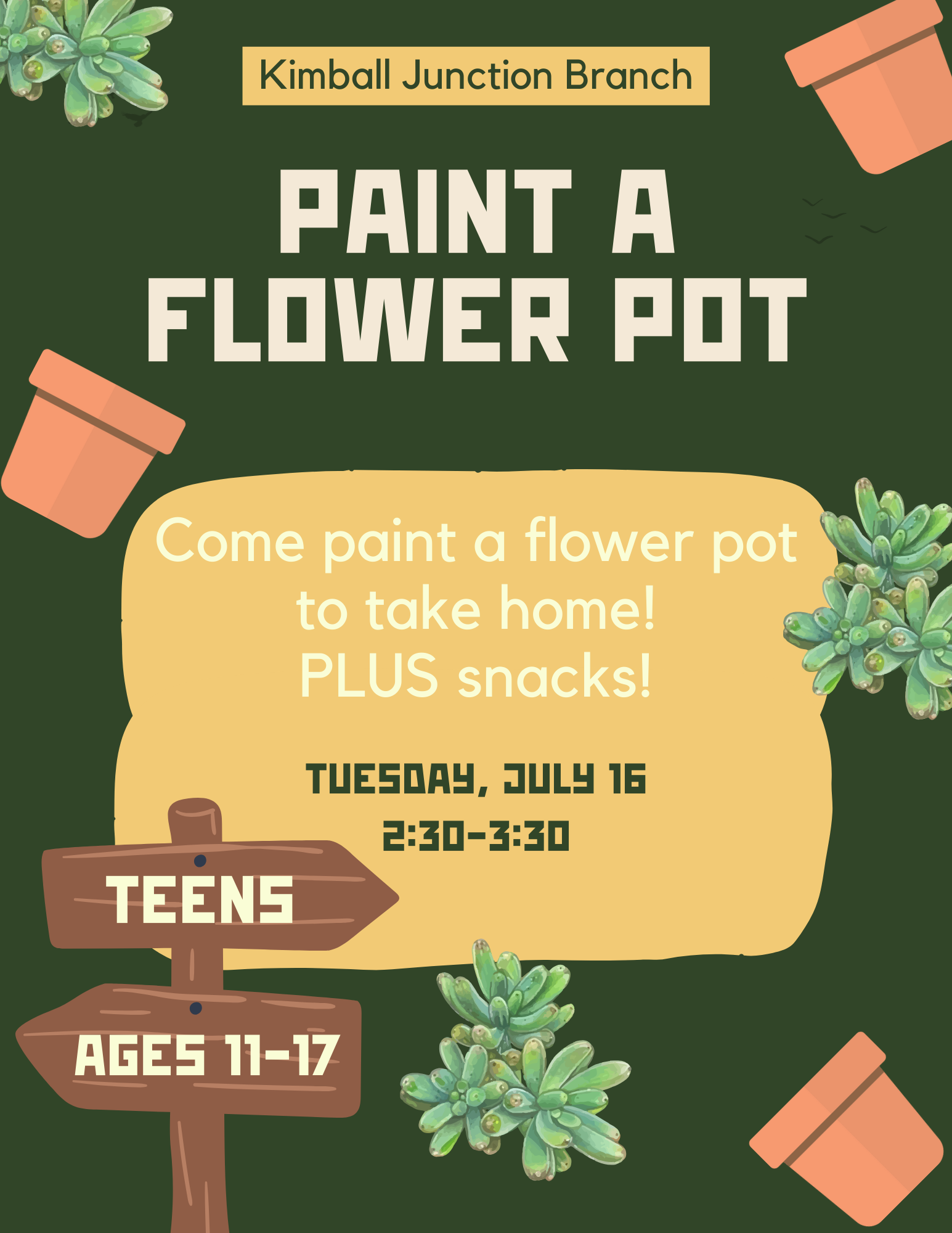 Teen Flower Pot Painting at Kimball Junction!