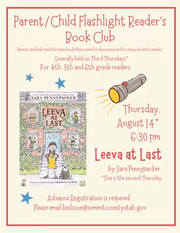 Flashlight Reader's Parent/Child Book Club--AUGUST