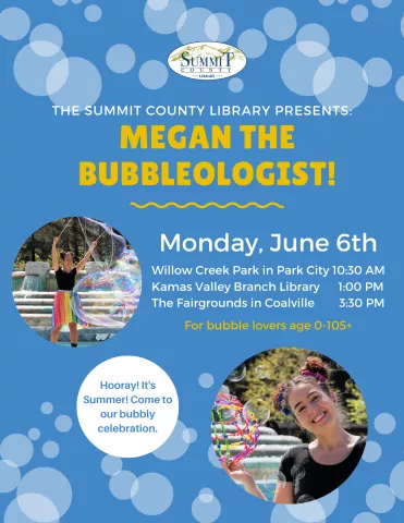 Megan the Bubbleologist at Willow Creek Park, Park City